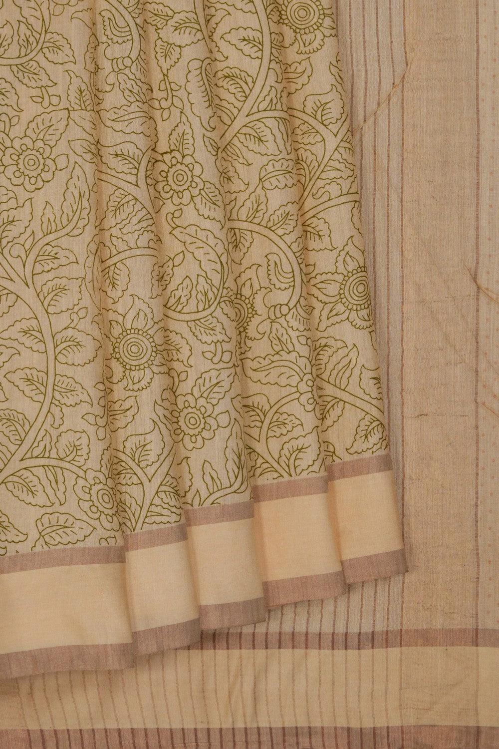 Image of Tussar Silk Floral Printed Saree